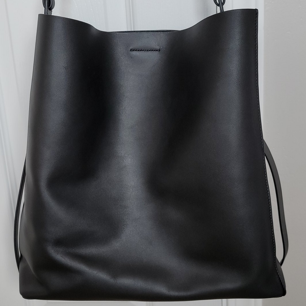 All Saints Black Leather Tote